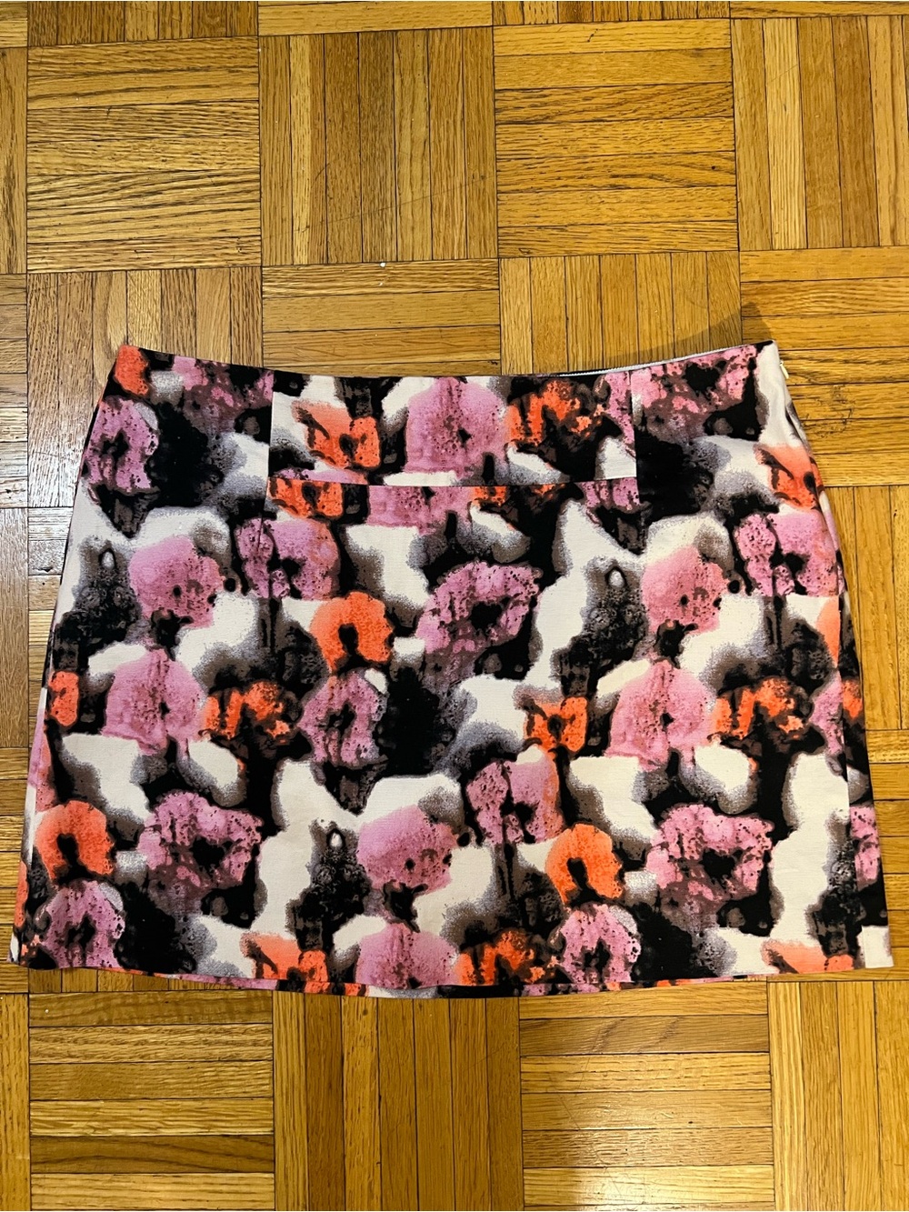 Trending Patterns J. Crew Abstract Floral Mini Skirt - Pink, Orange & Black 10